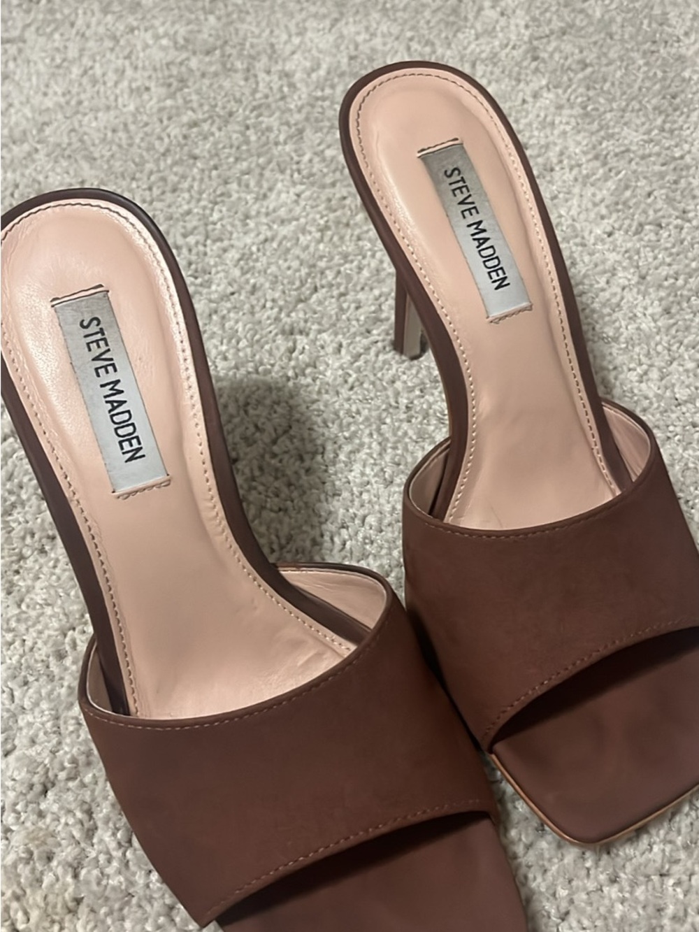 Steve Madden Brown Open-Toe Slide Mules